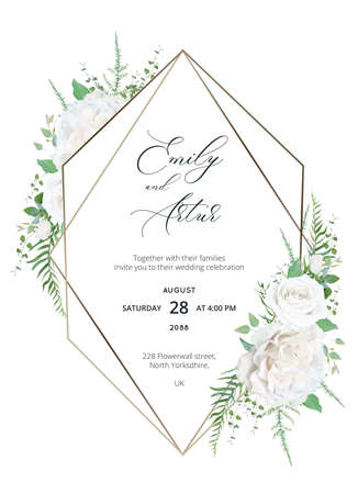 Wedding trendy elegant invite floral design.のイラスト素材