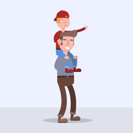 Happy father and son enjoying themselves .のイラスト素材