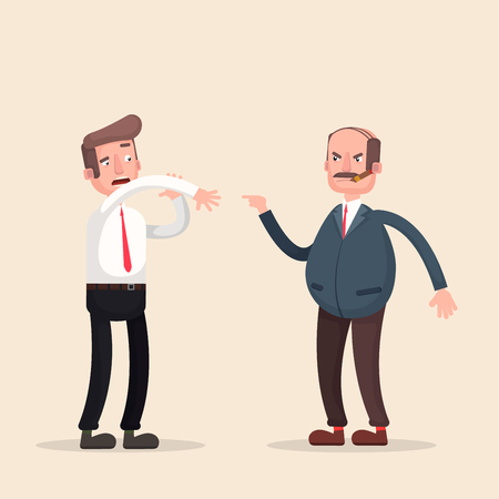 Boss man character screams on worker.のイラスト素材