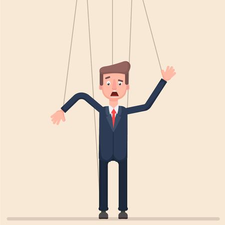 businessman puppet. Flat. Vector.のイラスト素材