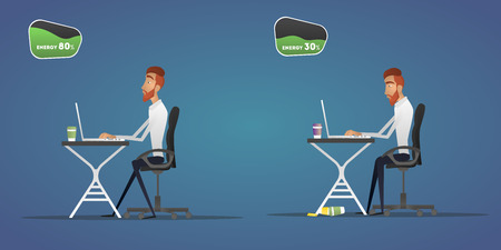 Man sitting all day at work for the project.のイラスト素材