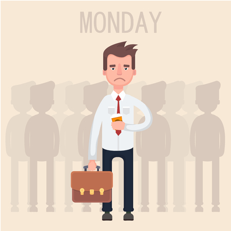 Work is tired with a cup of coffee.のイラスト素材