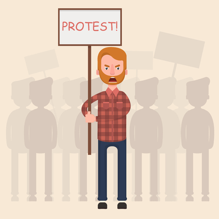 A crowd of people protesting against something.のイラスト素材
