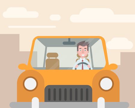 The manager went to the car to work.のイラスト素材