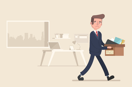 Businessman fired. Vector illustration in a flat style.のイラスト素材