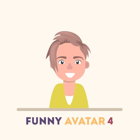 Attractive girl in a yellow sweater, smiling. Vector icons of a flat style. Vector illustration in a flat style.のイラスト素材
