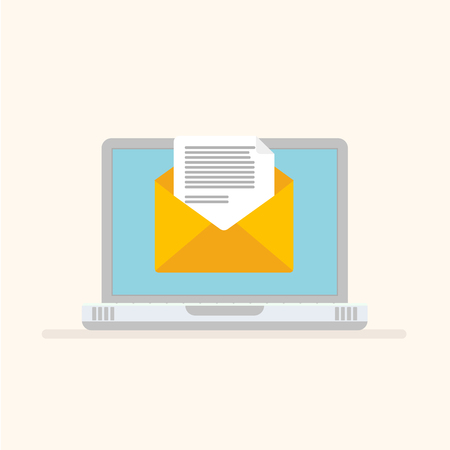 Laptop with envelope and read email on screen. Vector illustration in a flat style.のイラスト素材