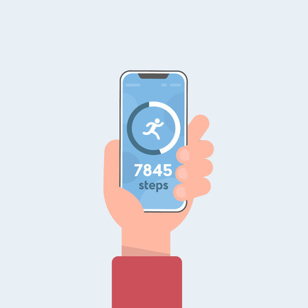 Fitness tracking app on mobile phone screen vectorのイラスト素材