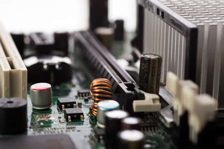 choke and transistors on motherboard