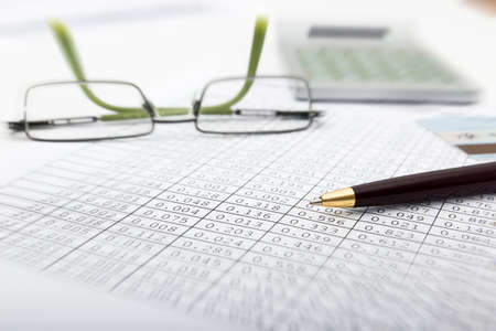 Calculator and the financial reportの写真素材
