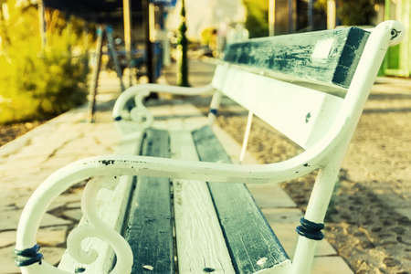 antique metal benchの写真素材