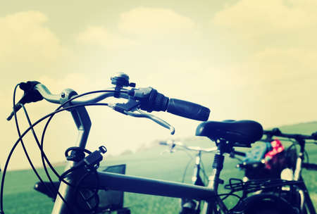 Detail of a Bicycle Handlebar  vintage color toned image