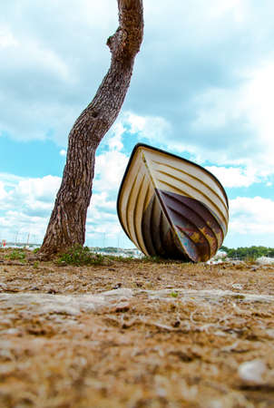 Beach Background.Boat on the beach