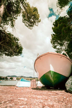 Beach Background.Boat on the beachの写真素材