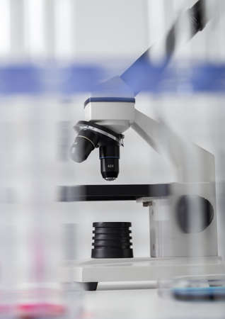 Laboratory microscope lens.modern microscopes in a lab