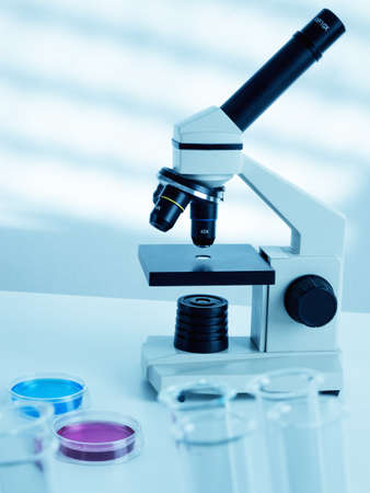 Laboratory microscope lens.modern microscopes in a lab