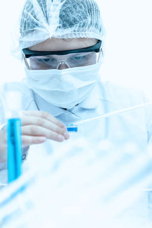 scientist working at the laboratory.Toning imageの写真素材