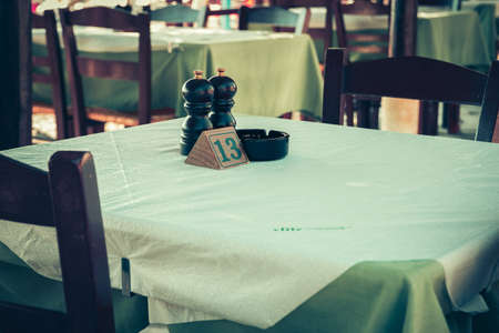 Greek tavern concept.Toned imageの写真素材
