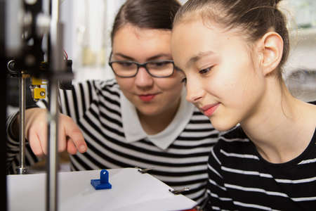 kid with 3d printe. education, children technologyの写真素材