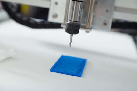 Milling machine working on steel detail.CNC milling machine working, Cutting metalwork processの写真素材