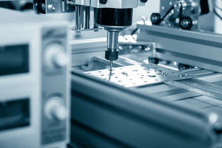 CNC milling machine working, Cutting metalwork process. Milling machine working on steel detail.の写真素材