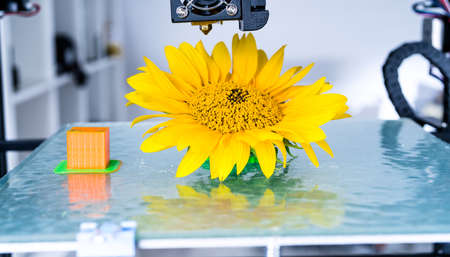Modern 3D printing. 3d printer mechanism working yelement design of the device during the processes.