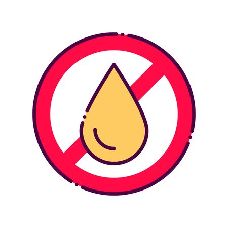 Oil free line color icon. No trans fat food product dietary. Allergenic ingredient. Food intolerance.のイラスト素材
