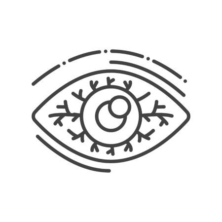 Eye inflammation line black icon. Infectious diseases.のイラスト素材
