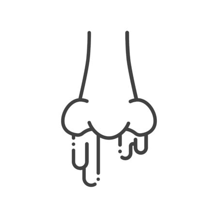 Runny nose line black icon. Infectious diseases, colds, flu.のイラスト素材