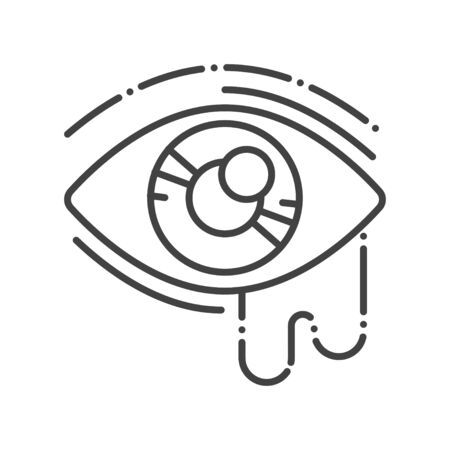 Conjunctivitis line black icon. Infectious diseases. Eye inflammation.のイラスト素材