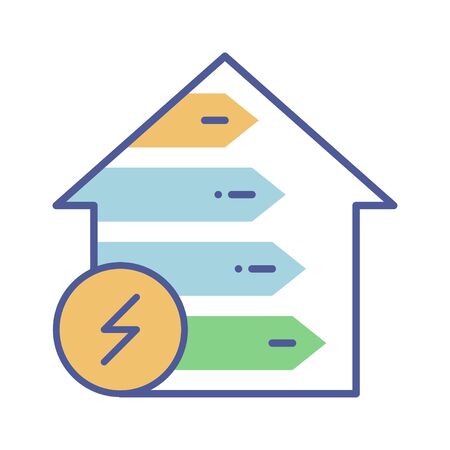 Home energy efficiency line color icon. Smart eco house improvement sign.のイラスト素材