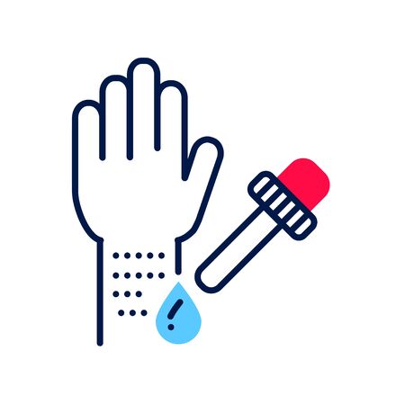 Allergy tested line color icon. Allergic reaction concept. Medical analysis.のイラスト素材