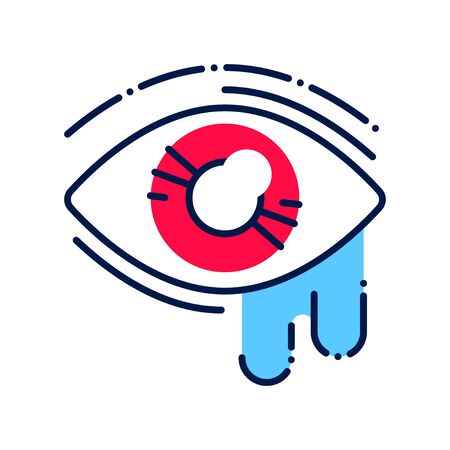 Conjunctivitis line color icon. Infectious diseases. Eye inflammation. Allergy symptoms.のイラスト素材