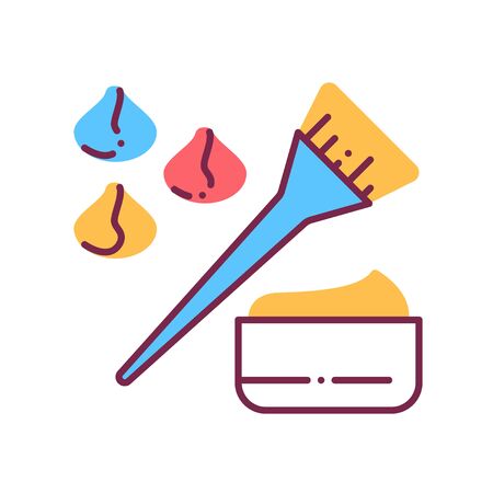 Procedure hair coloring line icon. Hairdresser service. Color palette. Beauty industry. Pictogram for web page, promo. UI UX GUI design element. Editable stroke.のイラスト素材