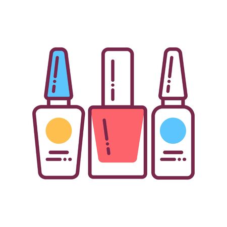 Nail polishes color line icon. Cosmetic product for manicure and pedicure. Nail service. Beauty industry.のイラスト素材