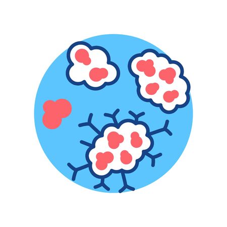 cancer cell stages line color icon. Malignant neoplasm concept. Metastasis growth.