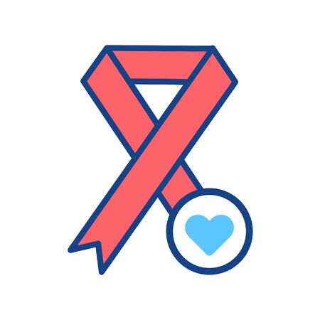 Red ribbon line color icon. World Aids Day concept. Sign for web page, mobile app, banner, social media.のイラスト素材