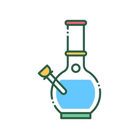 Glass bong for smoking color line icon. Narcotic substance.