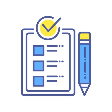 Approved checklist color line icon. Check mark list, office organization briefings or questionnaire checkbox concept.のイラスト素材