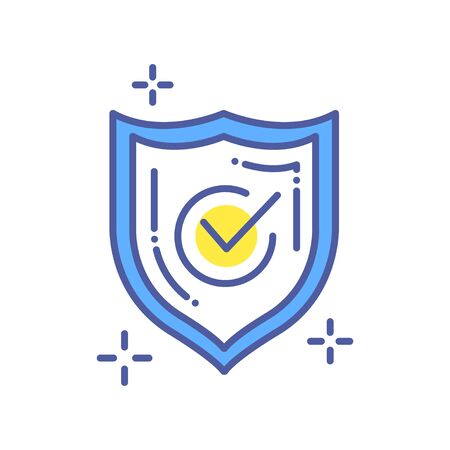 Approved safety color line icon. Safeguard check mark concept. Security, protection element. Sign for web page, mobile app.のイラスト素材
