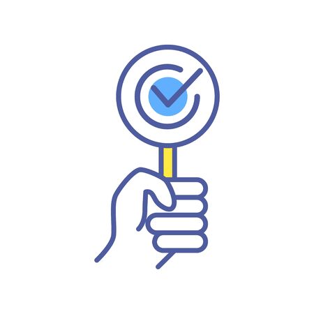 Approved color line icon. Hand holding plate agreement concept. Sign for web page, mobile app.のイラスト素材