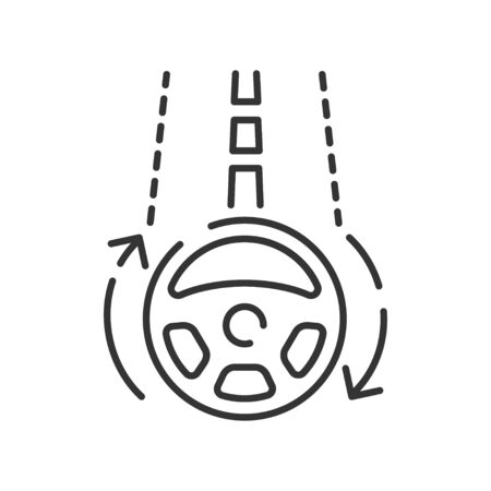 Lane assistance color line icon. Adaptive cruise control. Detection warning concept. Autonomous drive. Pictogram for web page, mobile app, promo. UI UX GUI design element. Editable stroke.のイラスト素材