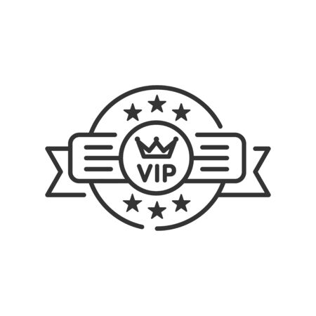 Vip emblem line black icon. Exclusive membership. Sign for web page, mobile app, button. Vector isolated button. Editable stroke.のイラスト素材