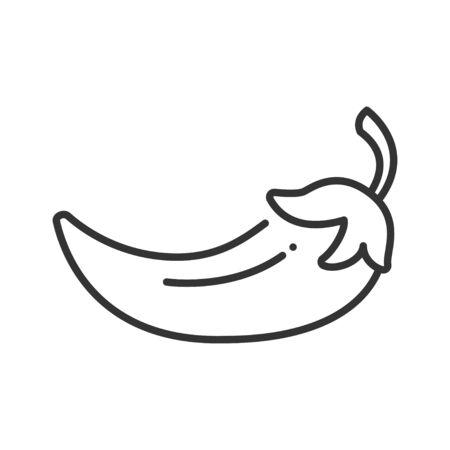 Chilli red pepper black line icon. Paprika. Hot spices product sign. Natural vegetable. Mexican food concept. Cooking ingredient. Design element. Editable strokeのイラスト素材