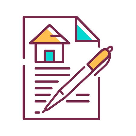 Contract color line icon. A legally binding agreement. Between parties for the purchase and sale. Pictogram for web page, mobile app, promo. UI UX GUI design element. Editable strokeのイラスト素材