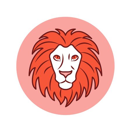 Lion color line icon. Zodiac sign. Astrology and horoscope. Predictions and human character. Element fire. Ruler Sun. UI UX GUI design element. Editable strokeのイラスト素材