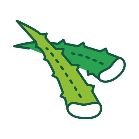 Aloe color line icon. Plant that has large, thick, fleshy leaves. Added to cosmetics for skincare. Pictogram for web page, mobile app, promo. UI UX GUI design element. Editable strokeのイラスト素材