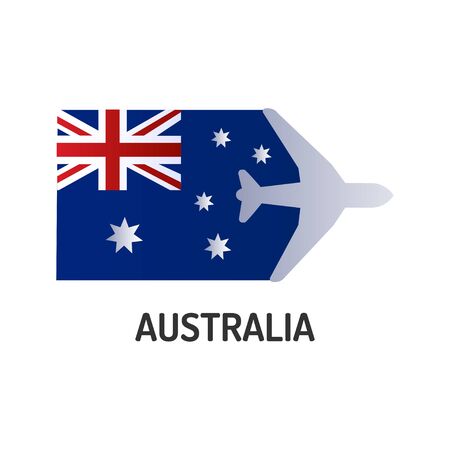 Flag of Australia color line icon. Airline network. International flights. Popular tourist destination. Pictogram for web page, mobile app, promo. UI UX GUI design element. Editable strokeのイラスト素材