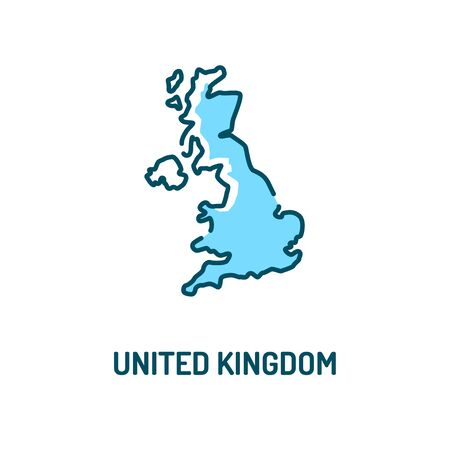 United Kingdom map color line icon. Border of the country. Pictogram for web page, mobile app, promo. UI UX GUI design element. Editable strokeのイラスト素材