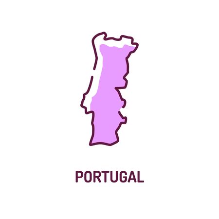 Portugal map color line icon. Border of the country. Pictogram for web page, mobile app, promo. UI UX GUI design element. Editable strokeのイラスト素材
